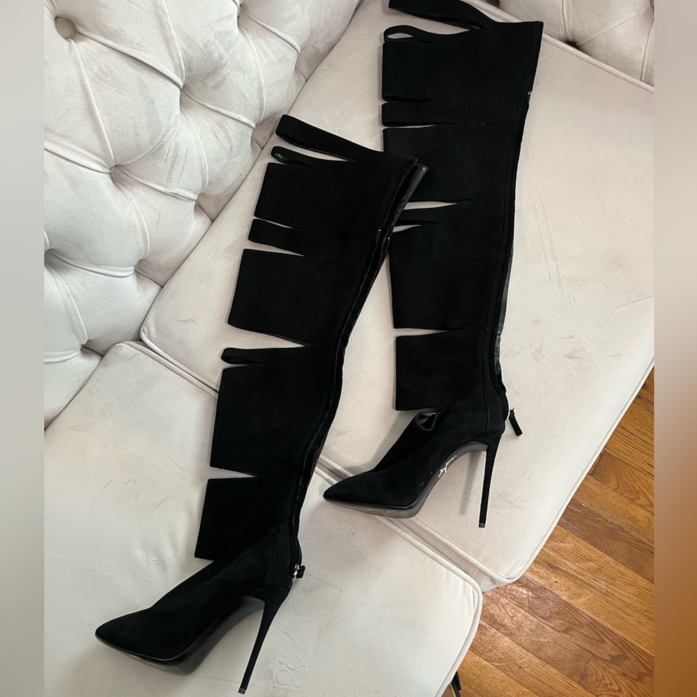 Giuseppe Zanotti black suede over the knee boots
